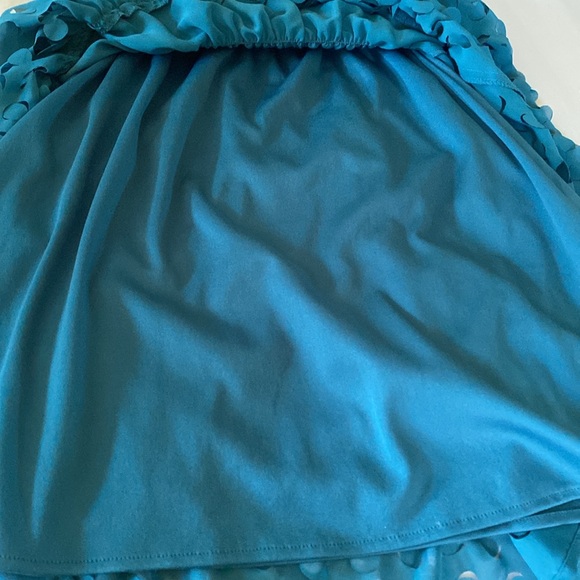 Dress barn Teal sleeveless scoop neck dress with gathered waist and lining - Picture 8 of 8